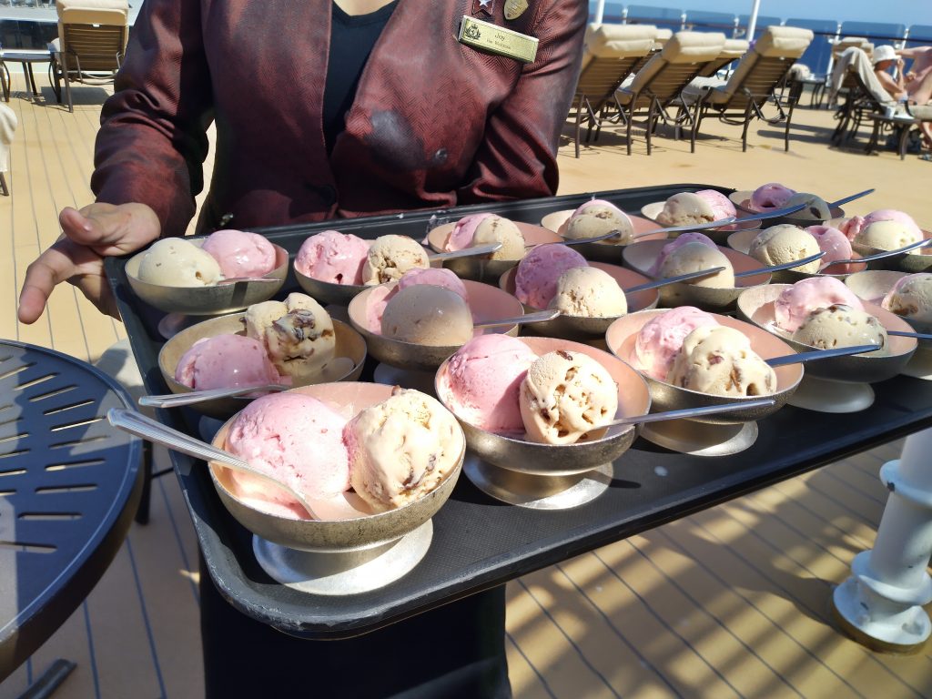 Ice creams on offer on the Grills sun deck